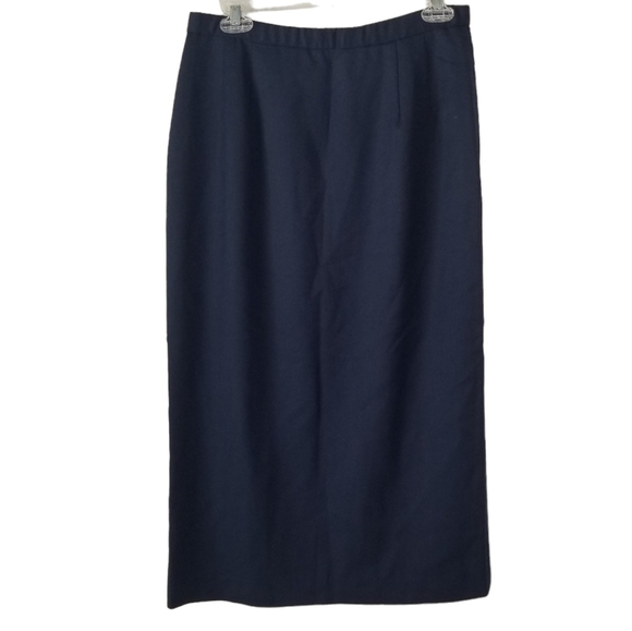 Pendleton Navy Blue Midi Pencil Skirt 100% Virgin Wool Size 12 w/ Pockets - Picture 1 of 15